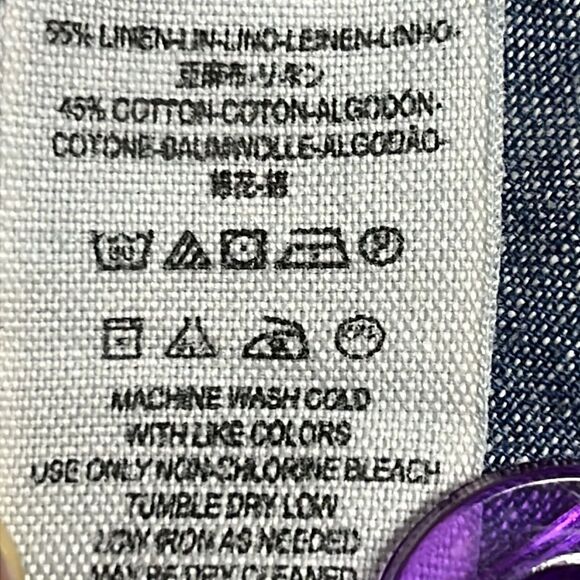 Free People Linen V-Neck Collar Long Sleeve Mini Dress w/ Pockets- Size XS - Picture 16 of 16